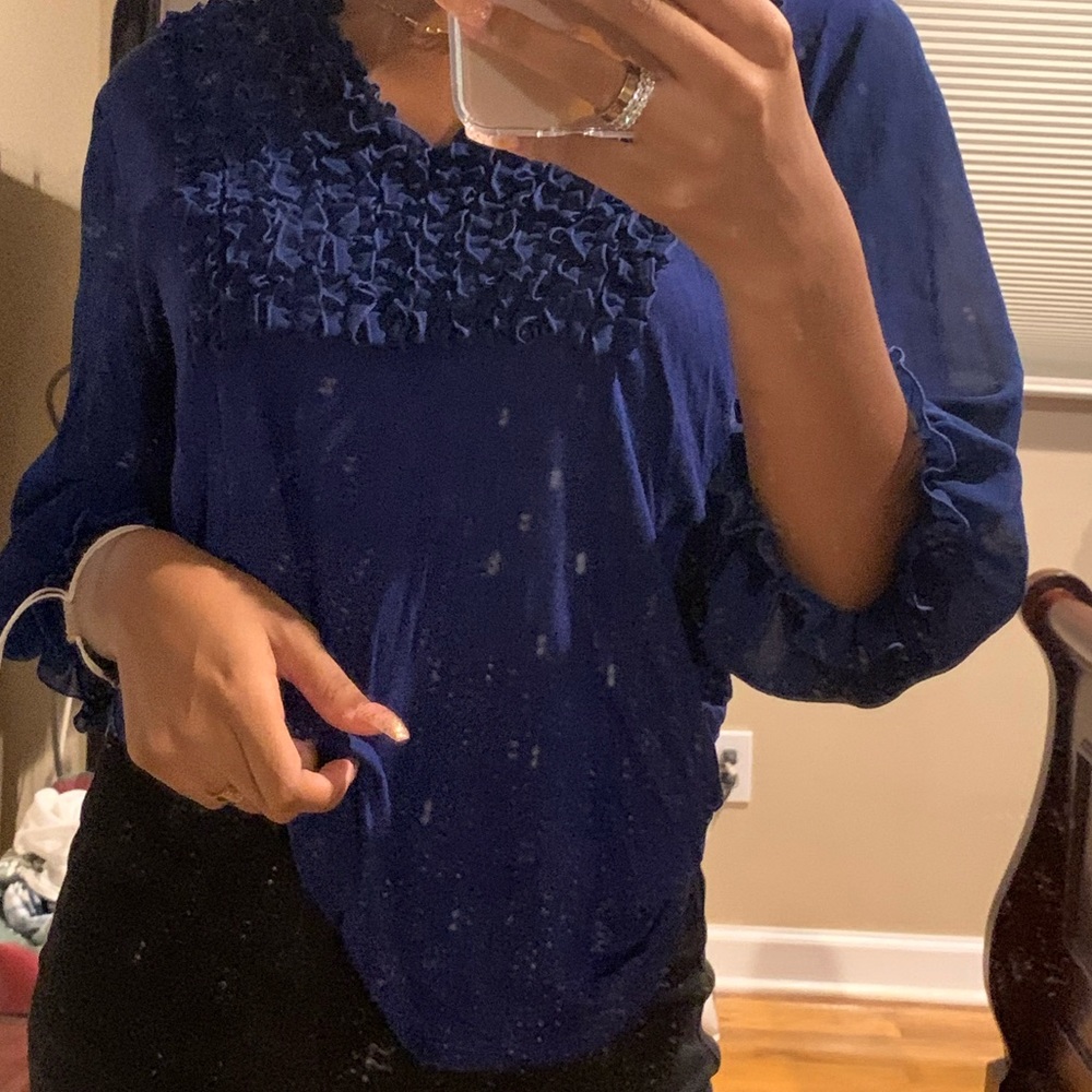 august silk women’s flower ruffle blouse